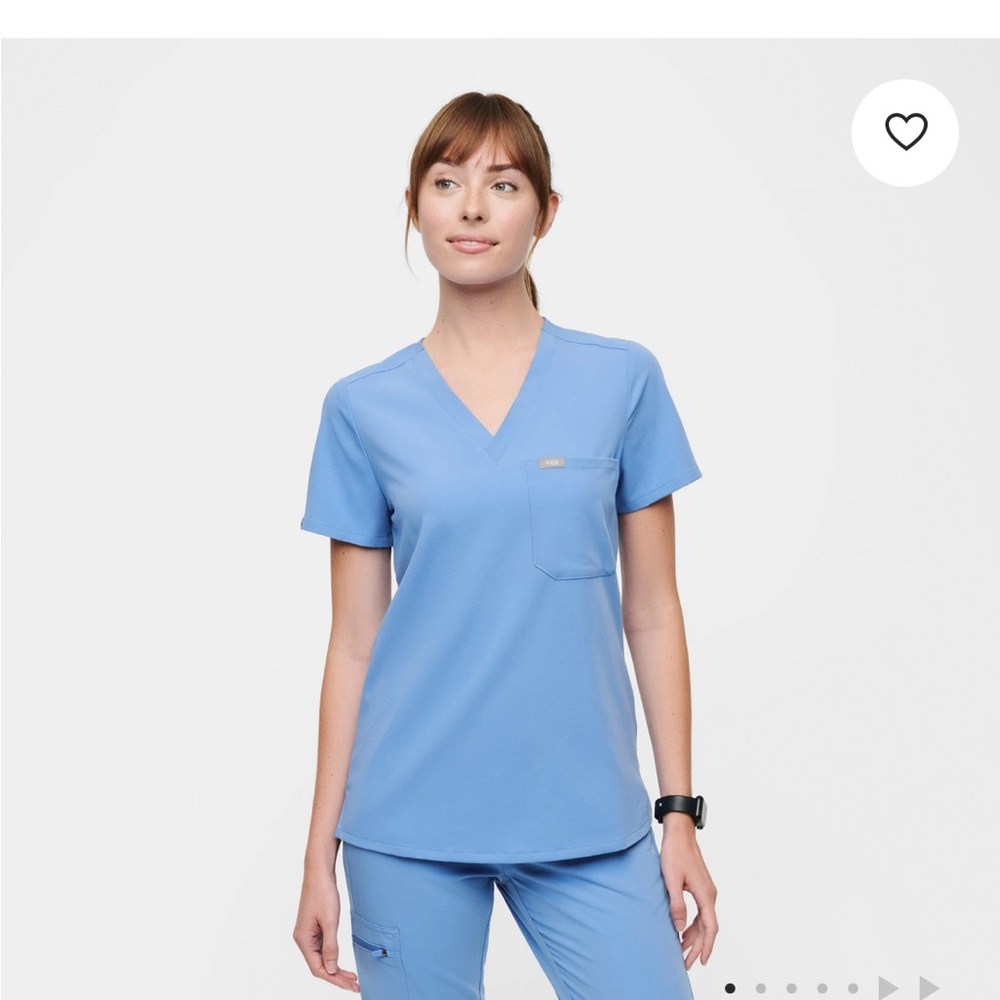 Catarina One-Pocket Scrub Top Small - Ceil Blue